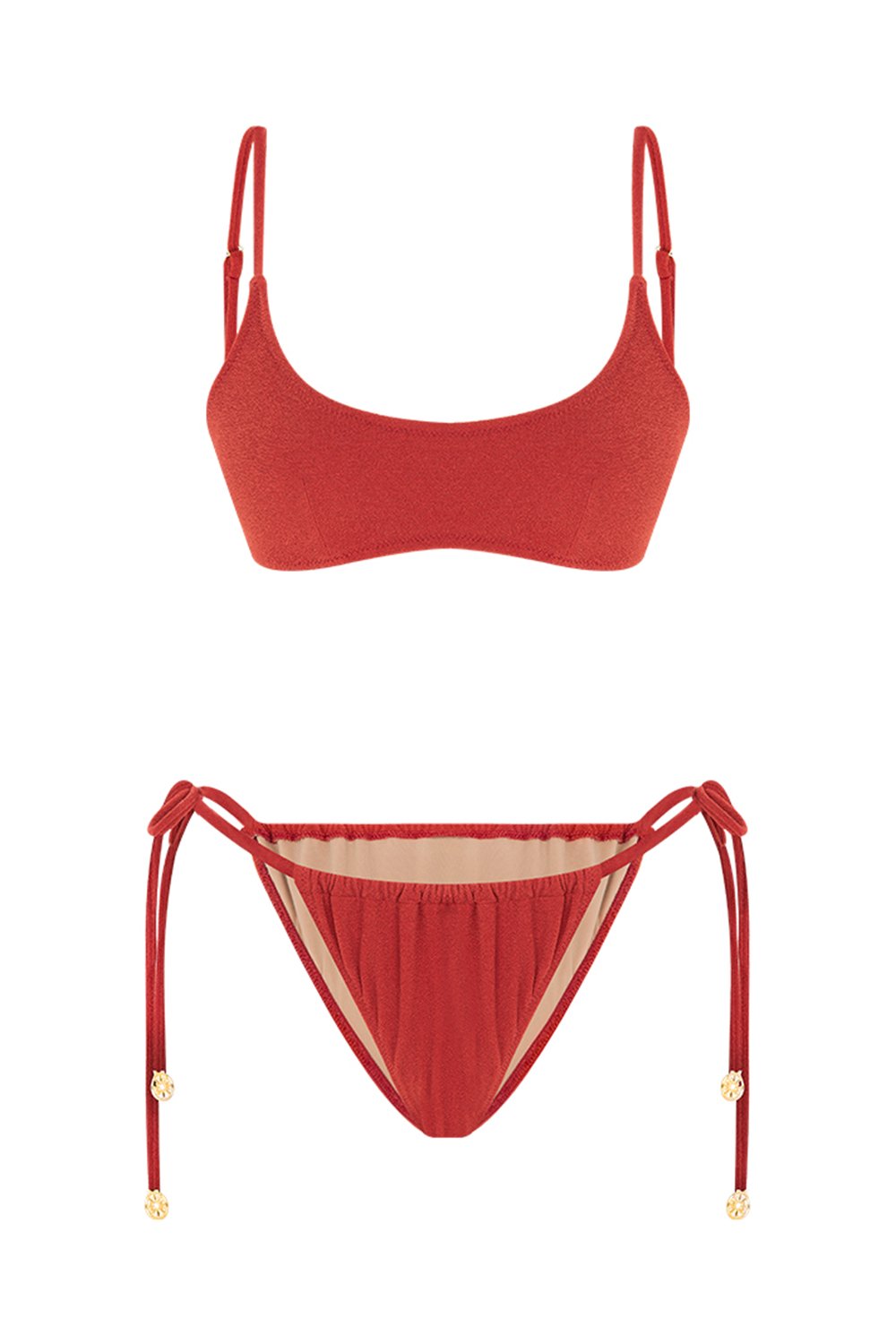 Bonesta-Blaze Burgundy Terry Kare Yaka Askılı Bikini Takımı-Bikini & Mayo-6-Milagron.com
