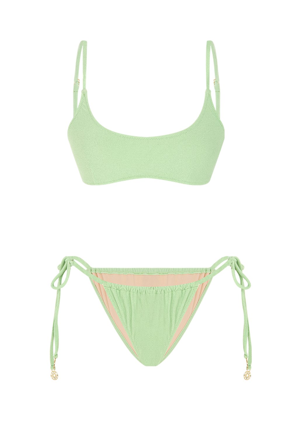 Bonesta-Blaze Pistachio Green Terry Kare Yaka Askılı Bikini Takımı-Bikini & Mayo-5-Milagron.com