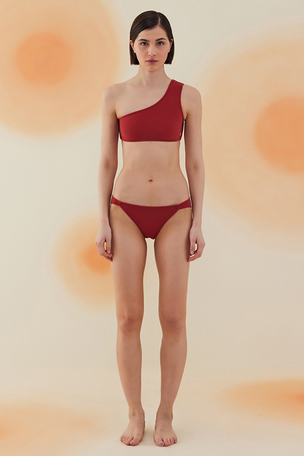 Bonesta-Bush Burgundy Terry Tek Omuz Bikini Takımı-Bikini & Mayo-1-Milagron.com