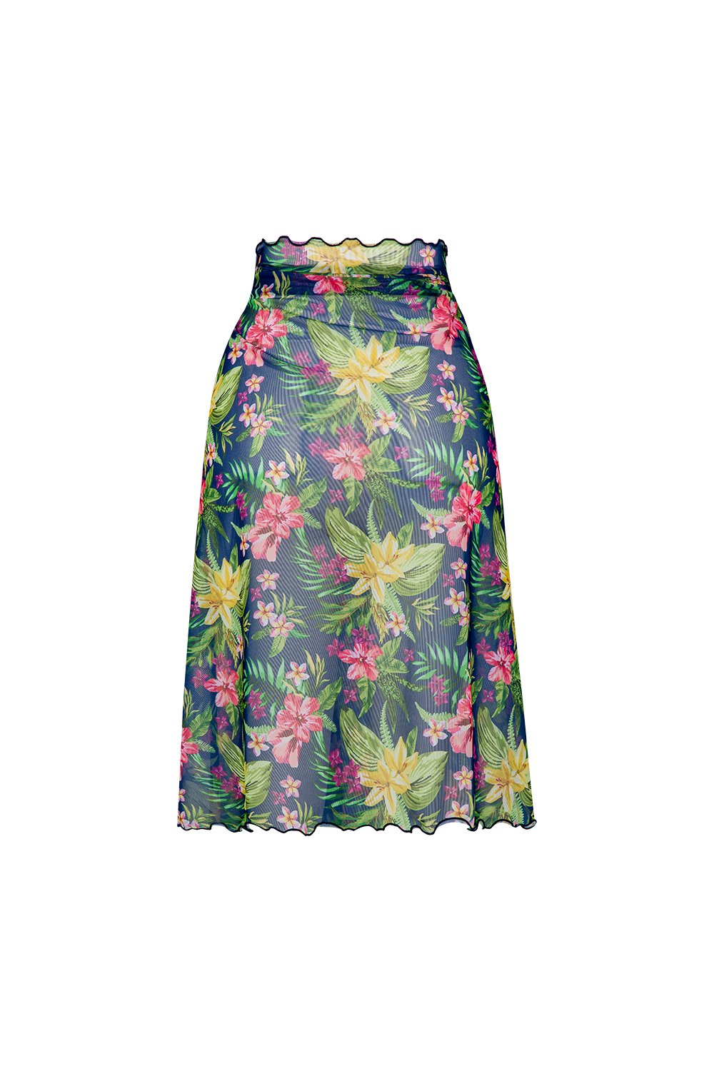 Bonesta-Callie Renkli Çiçek Desenli Büzgülü Volanlı Midi Pareo Etek-Pareo & Bandana-2-Milagron.com