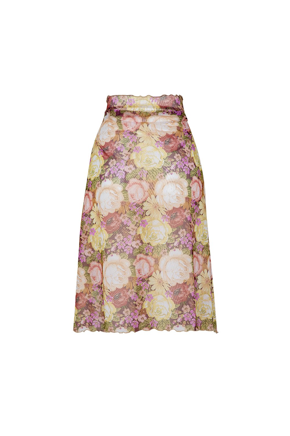 Bonesta-Callie Renkli Pastel Çiçek Desenli Büzgülü Volanlı Midi Pareo Etek-Pareo & Bandana-2-Milagron.com