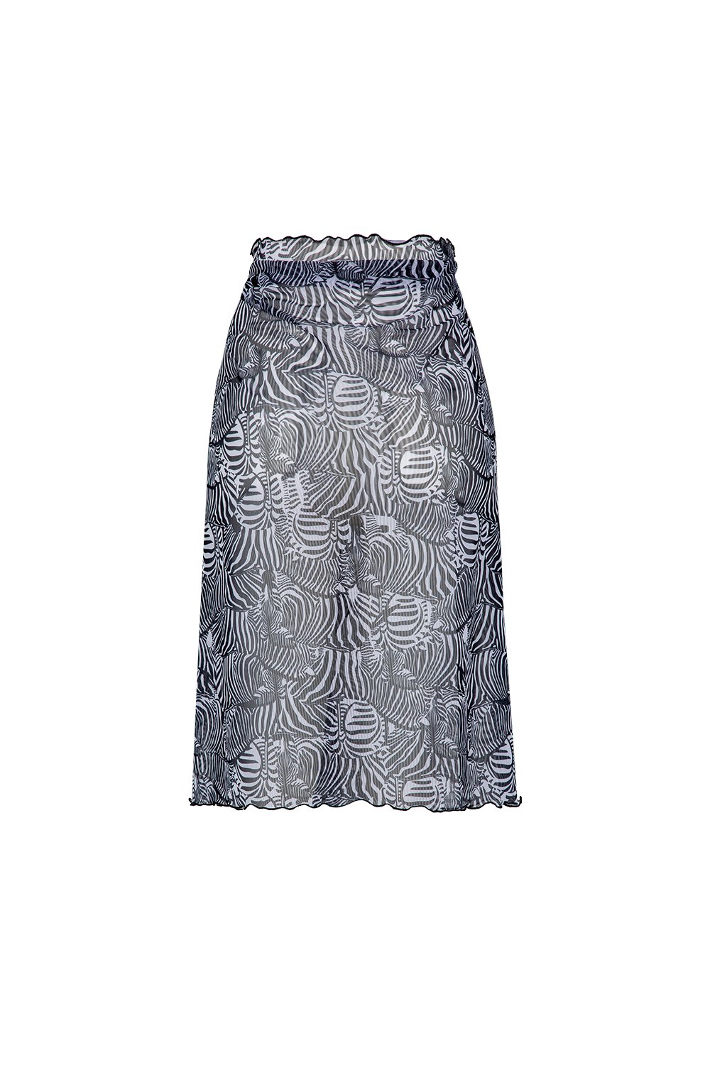 Bonesta-Callie Zebra Desenli Büzgülü Volanlı Midi Pareo Etek-Pareo & Bandana-2-Milagron.com