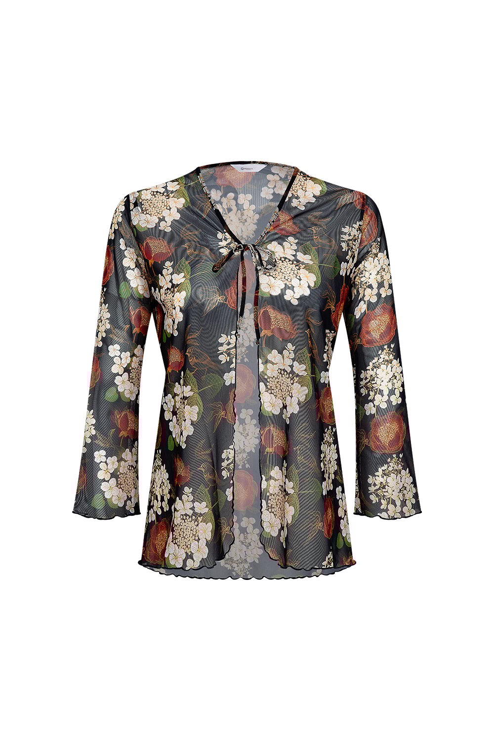 Bonesta-Cameo Koyu Kahve Çiçek Desenli Önü Bağcıklı Gömlek Pareo-Pareo & Bandana-1-Milagron.com