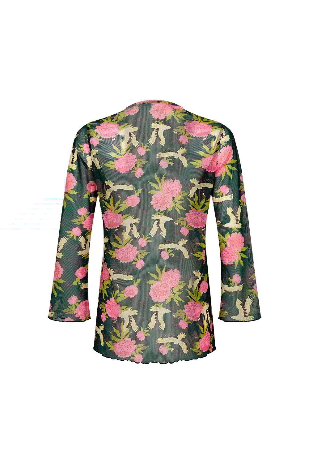 Bonesta-Cameo Pembe Kuş Desenli Önü Bağcıklı Gömlek Pareo-Pareo & Bandana-2-Milagron.com