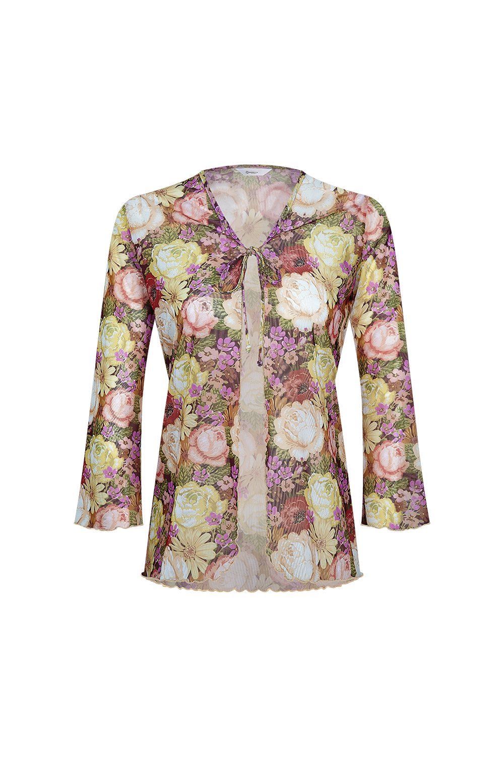 Bonesta-Cameo Renkli Pastel Çiçek Desenli Önü Bağcıklı Gömlek Pareo-Pareo & Bandana-1-Milagron.com