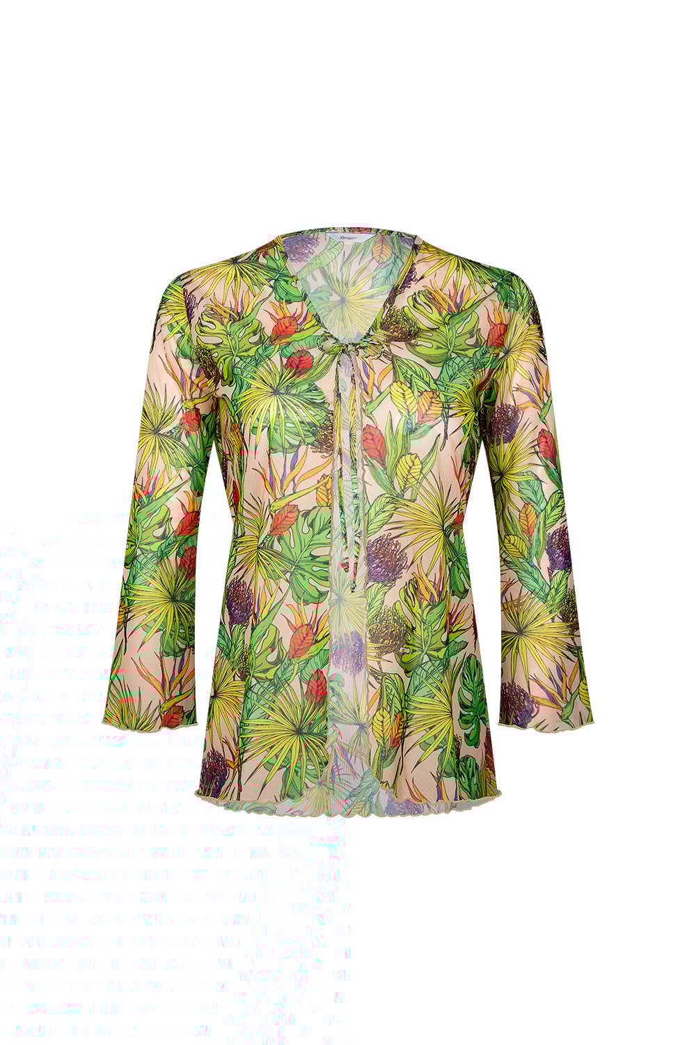 Bonesta-Cameo Sarı Mor Çiçek Desenli Önü Bağcıklı Gömlek Pareo-Pareo & Bandana-1-Milagron.com