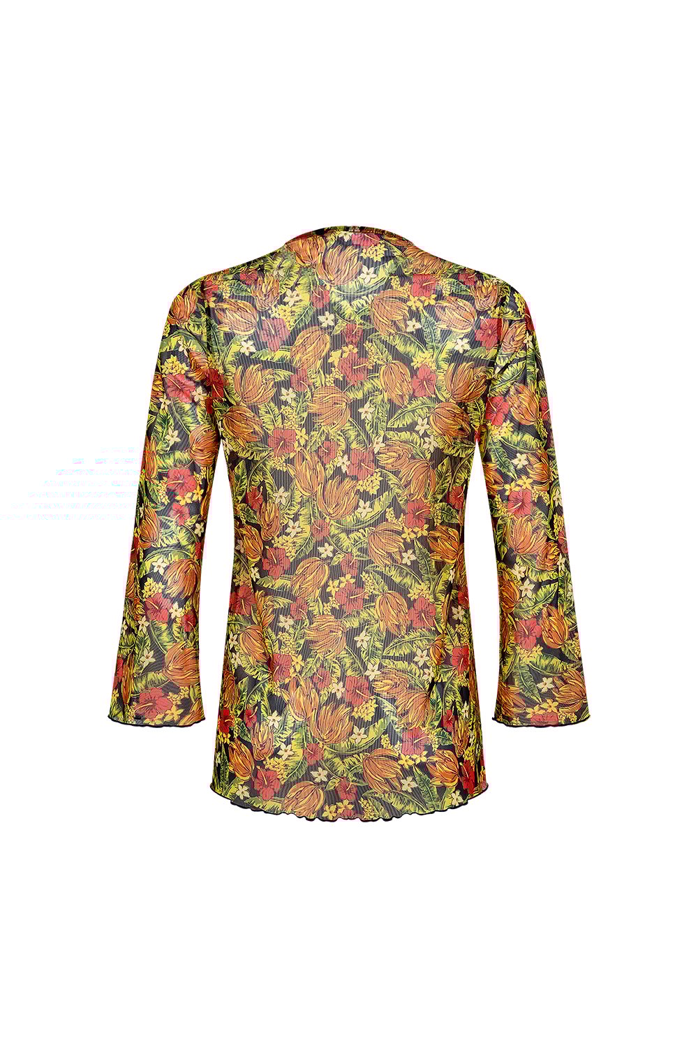 Bonesta-Cameo Turuncu Çiçek Desenli Önü Bağcıklı Gömlek Pareo-Pareo & Bandana-2-Milagron.com