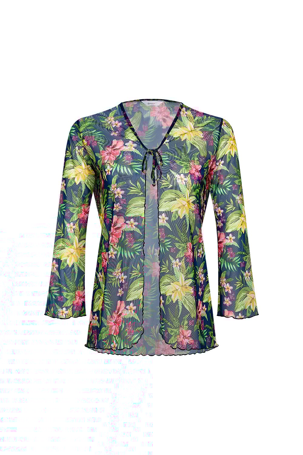 Bonesta-Cameo Yeşil Çiçek Desenli Önü Bağcıklı Gömlek Pareo-Pareo & Bandana-1-Milagron.com