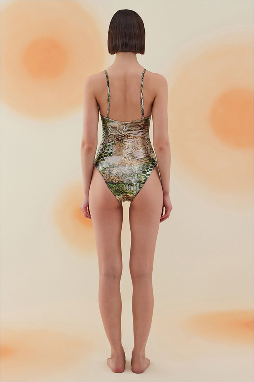 Bonesta-Dainakil Phantom Snake Pattern Bağcıklı V Yaka Mayo-Bikini & Mayo-3-Milagron.com