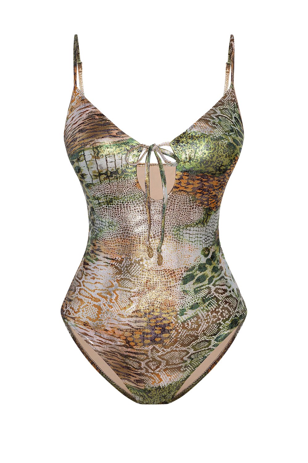 Bonesta-Dainakil Phantom Snake Pattern Bağcıklı V Yaka Mayo-Bikini & Mayo-4-Milagron.com