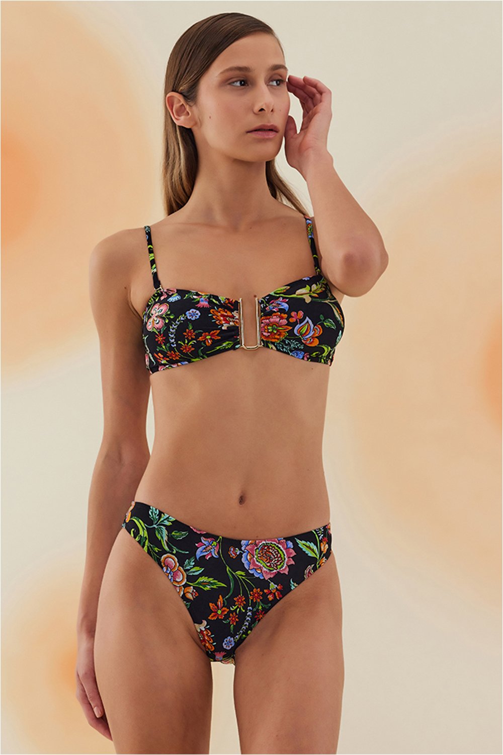 Bonesta-Dasht Botanical Flower Pattern U Aksesuarlı Balenli Bikini Takımı-Bikini & Mayo-2-Milagron.com