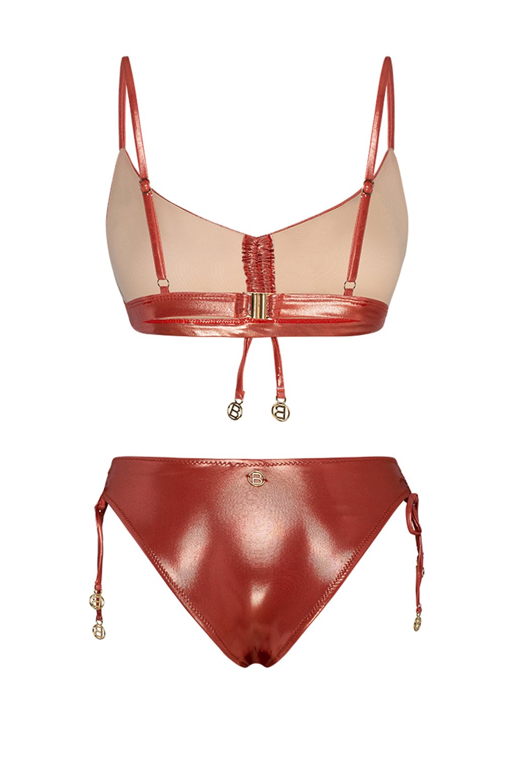 Bonesta-Freesia Shiny Terracota Red Büzgülü Bikini Takımı-Bikini & Mayo-5-Milagron.com