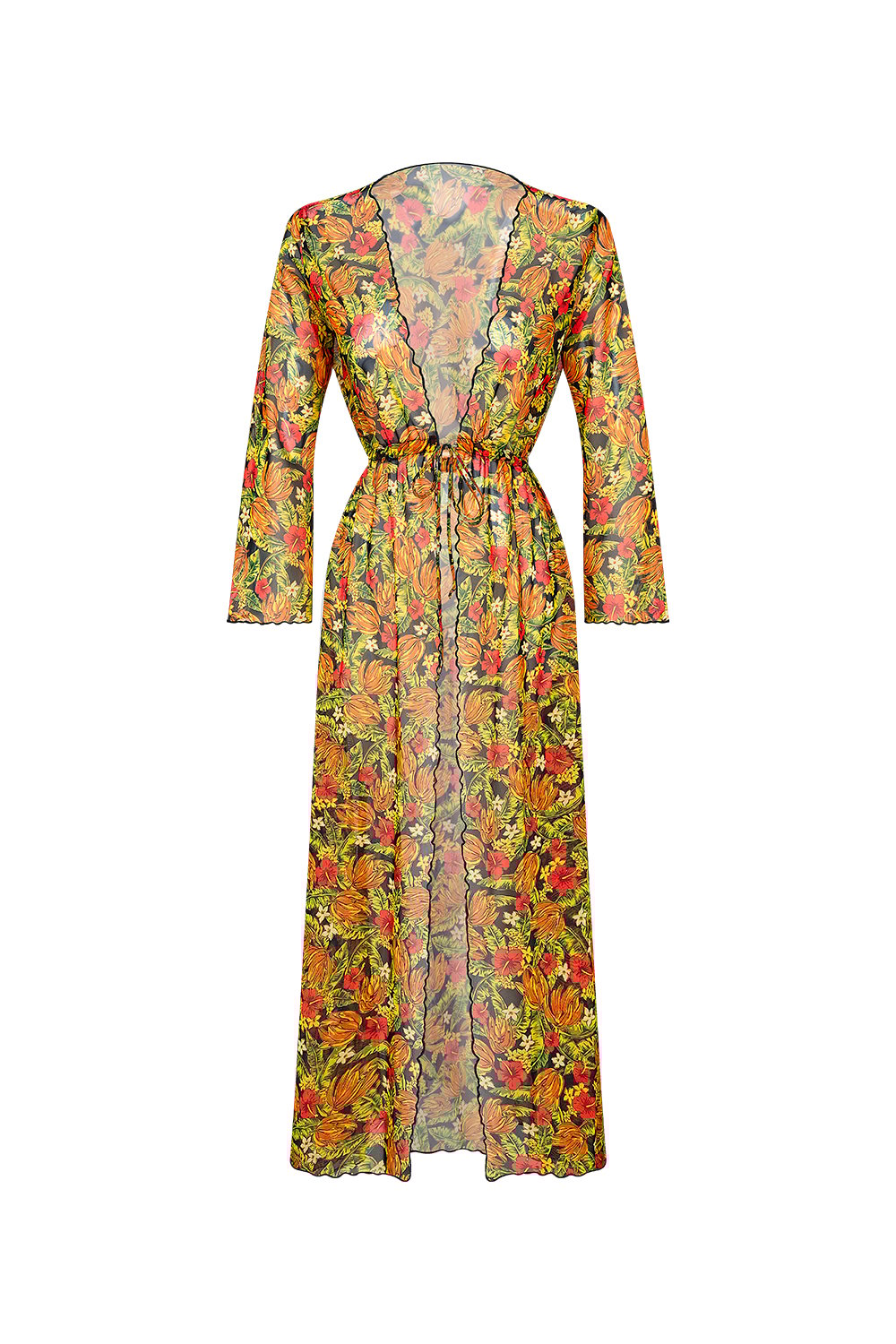 Bonesta-Gerardo Turuncu Çiçekli Uzun Elbise Pareo-Pareo & Bandana-1-Milagron.com