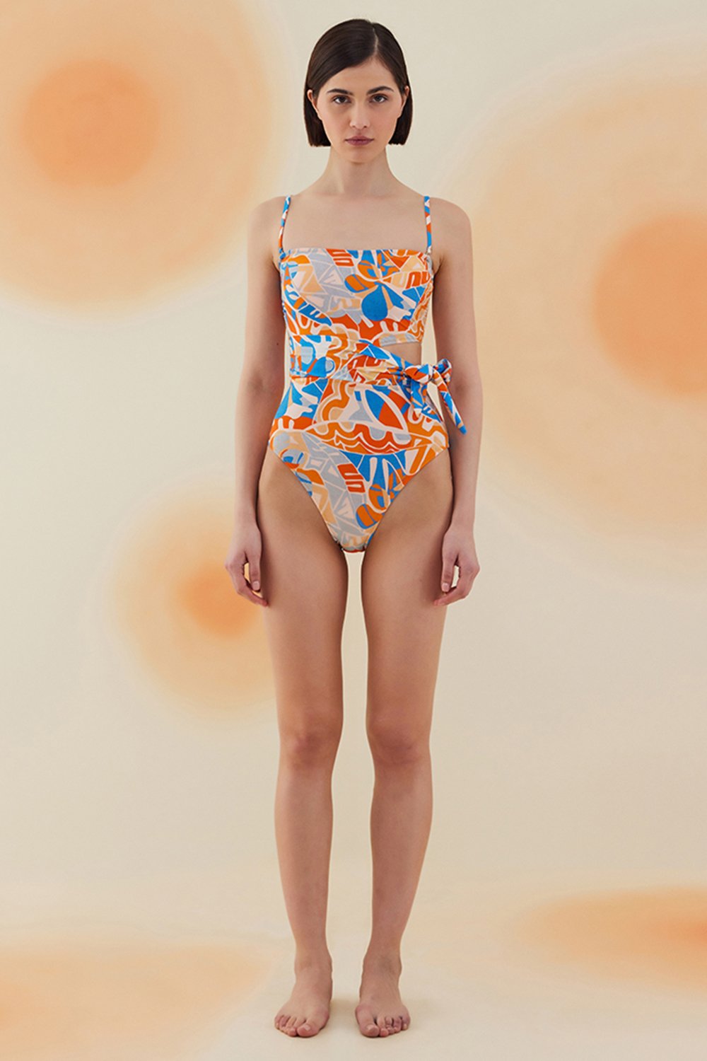 Bonesta-Gobi Abstract Floral Pattern Askılı Kemerli Mayo-Bikini & Mayo-1-Milagron.com