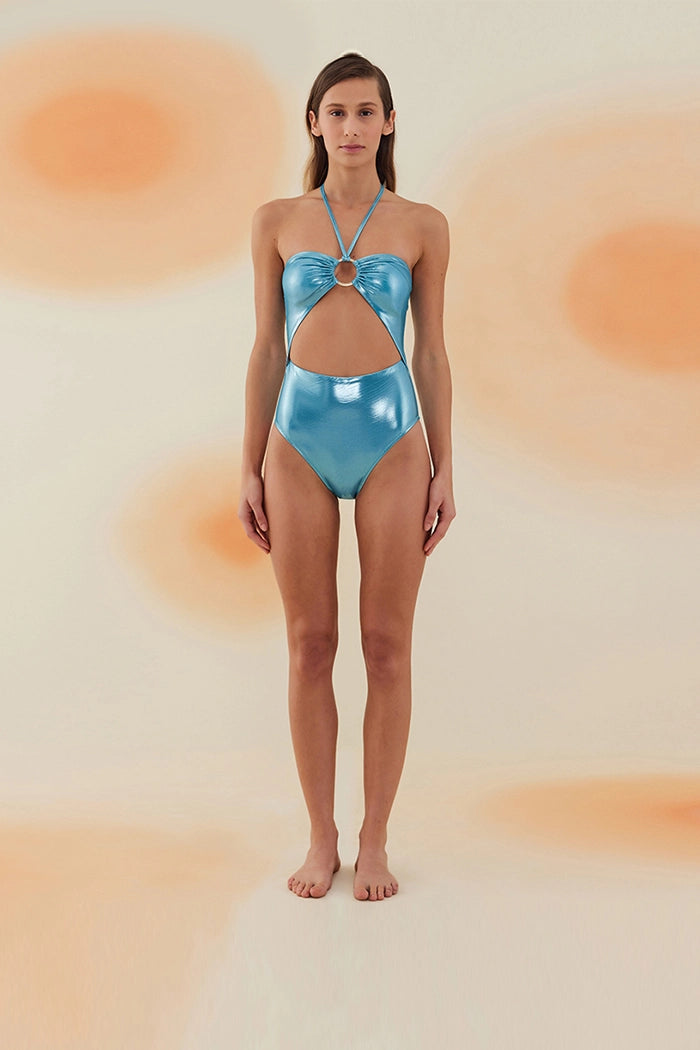 Bonesta-Guajira Shiny Turquoise Blue Halka Aksesuarlı Boyundan Bağcıklı Mayo-Bikini & Mayo-3-Milagron.com