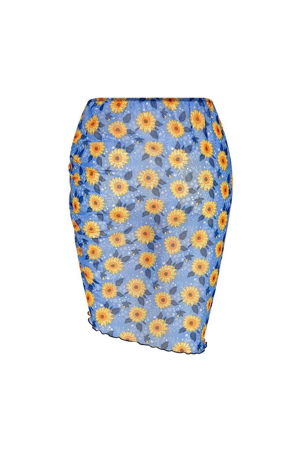 Bonesta-Harper Ayçiçeği Desenli Büzgülü Yırtmaçlı Pareo Etek-Pareo & Bandana-2-Milagron.com