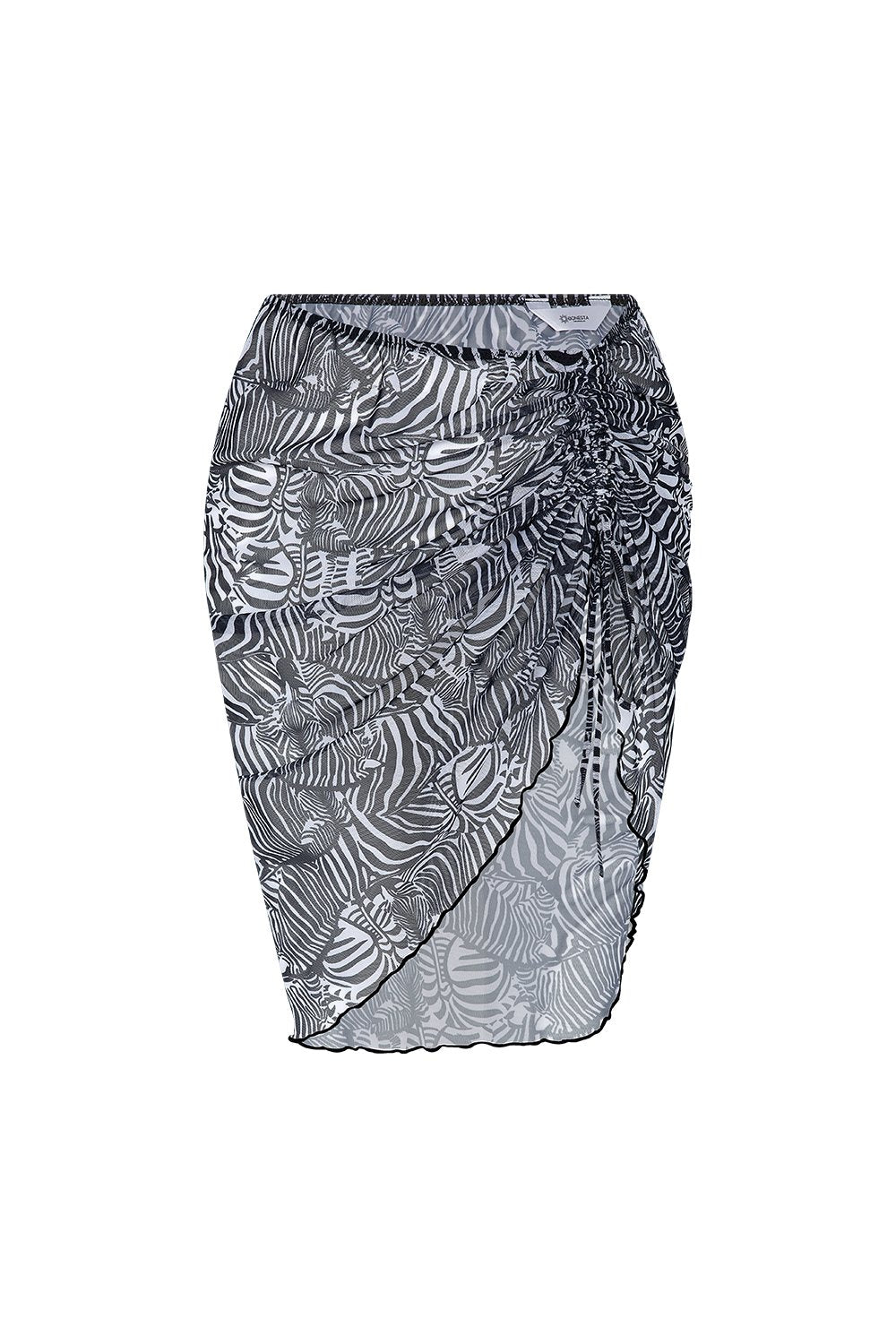 Bonesta-Harper Zebra Desenli Büzgülü Yırtmaçlı Pareo Etek-Pareo & Bandana-1-Milagron.com