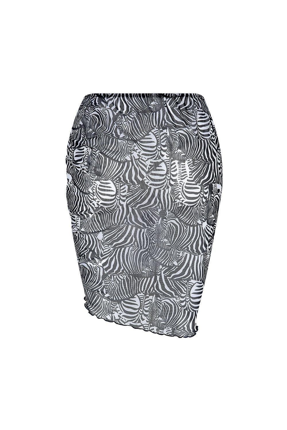 Bonesta-Harper Zebra Desenli Büzgülü Yırtmaçlı Pareo Etek-Pareo & Bandana-2-Milagron.com