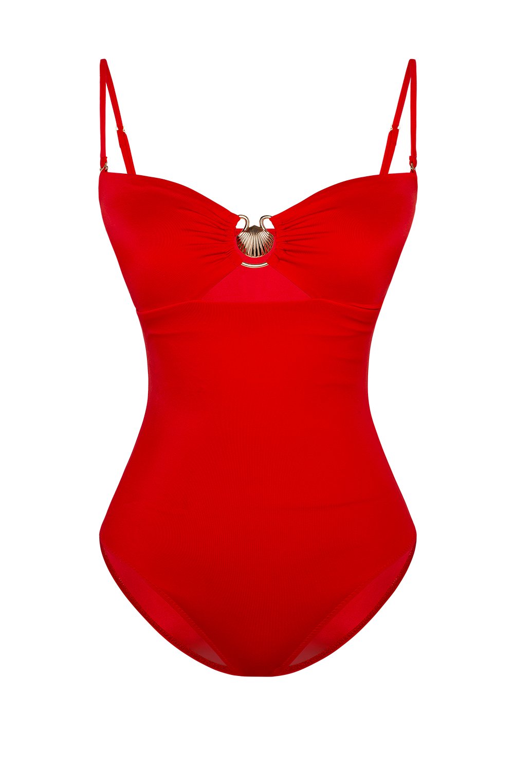 Bonesta-Judaean Scarlet Red Deniz Kabuklu Askılı Straplez Mayo-Bikini & Mayo-4-Milagron.com