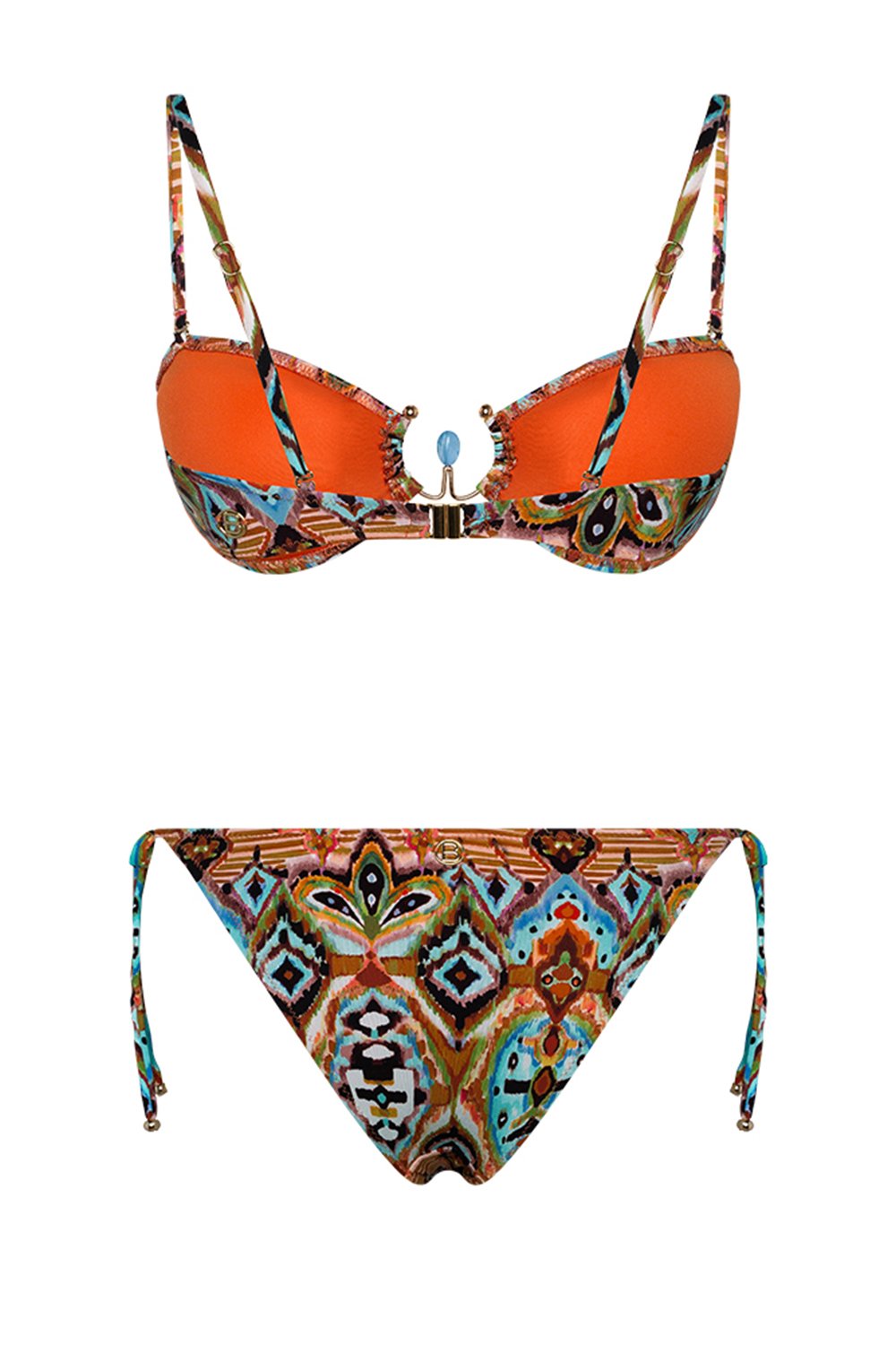 Bonesta-Lunette Tapa Ethnic Pattern Aksesuarlı Straplez Bikini Takımı-Bikini & Mayo-4-Milagron.com