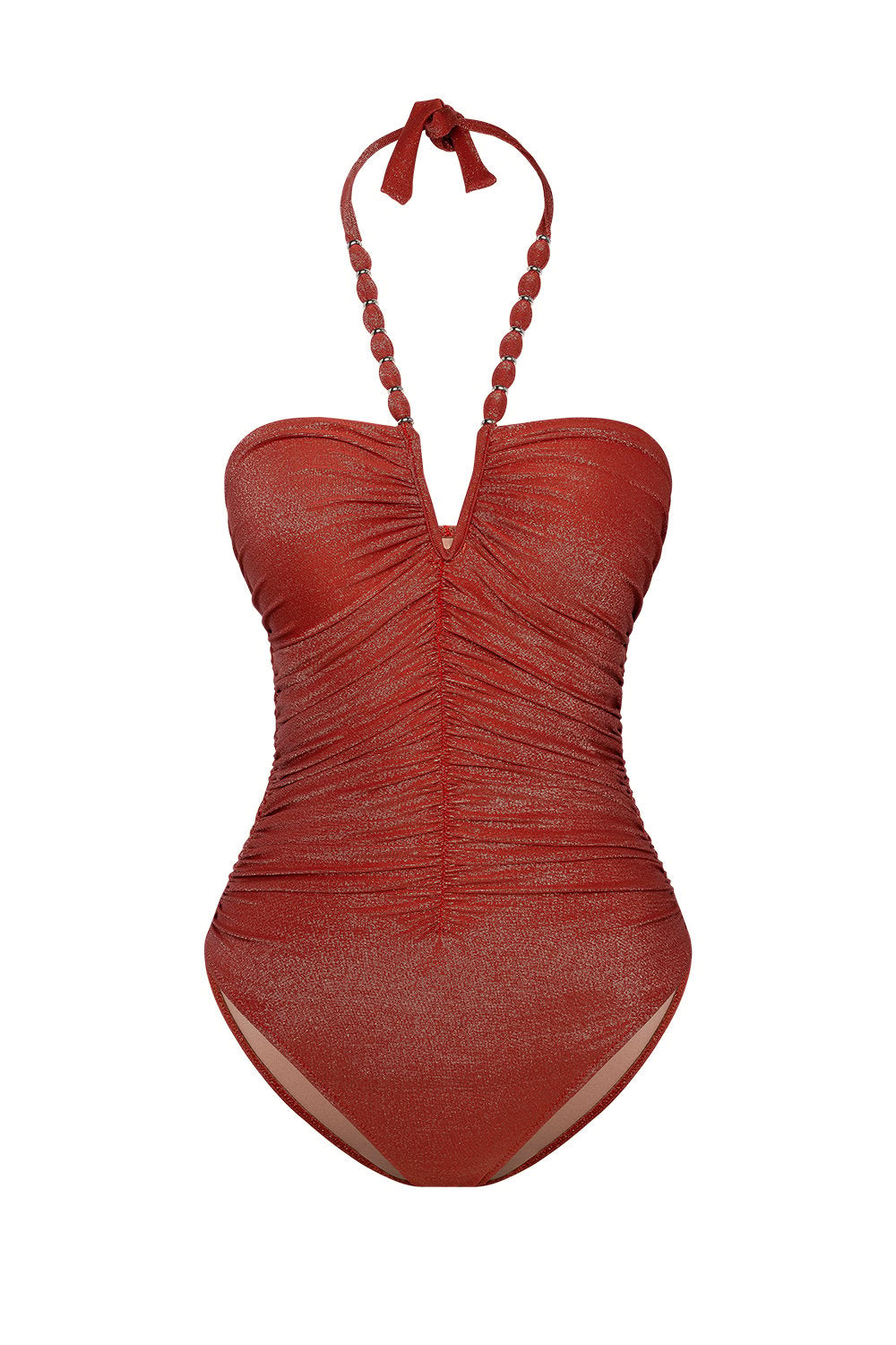 Bonesta-Maine Ruby Red Boncuklu V Aksesuarlı Balenli Mayo-Bikini & Mayo-4-Milagron.com