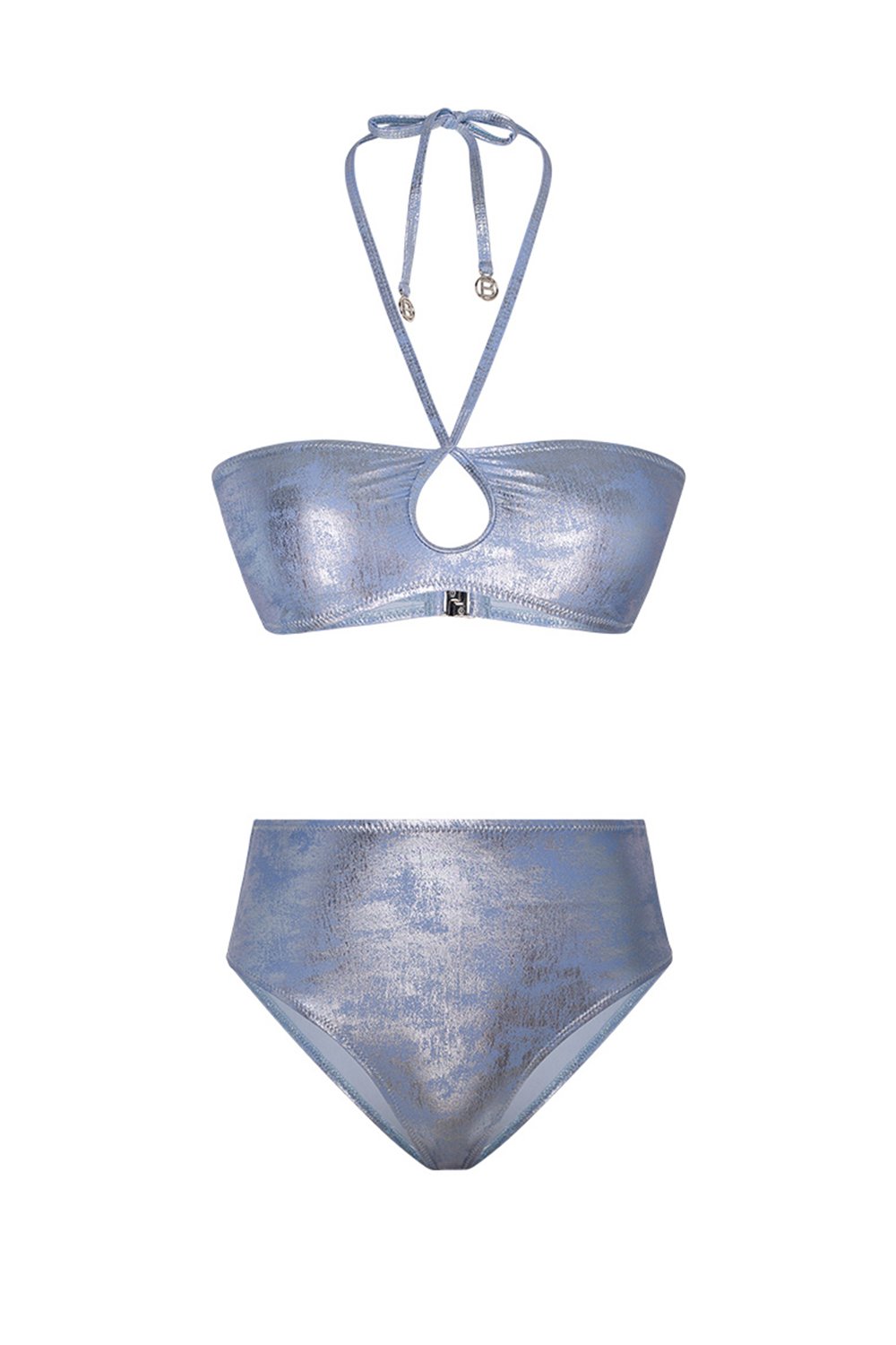 Bonesta-Nyiri Shiny Sonic Blue Boyundan Bağcıklı Yüksek Bel Bikini Takımı-Bikini & Mayo-5-Milagron.com