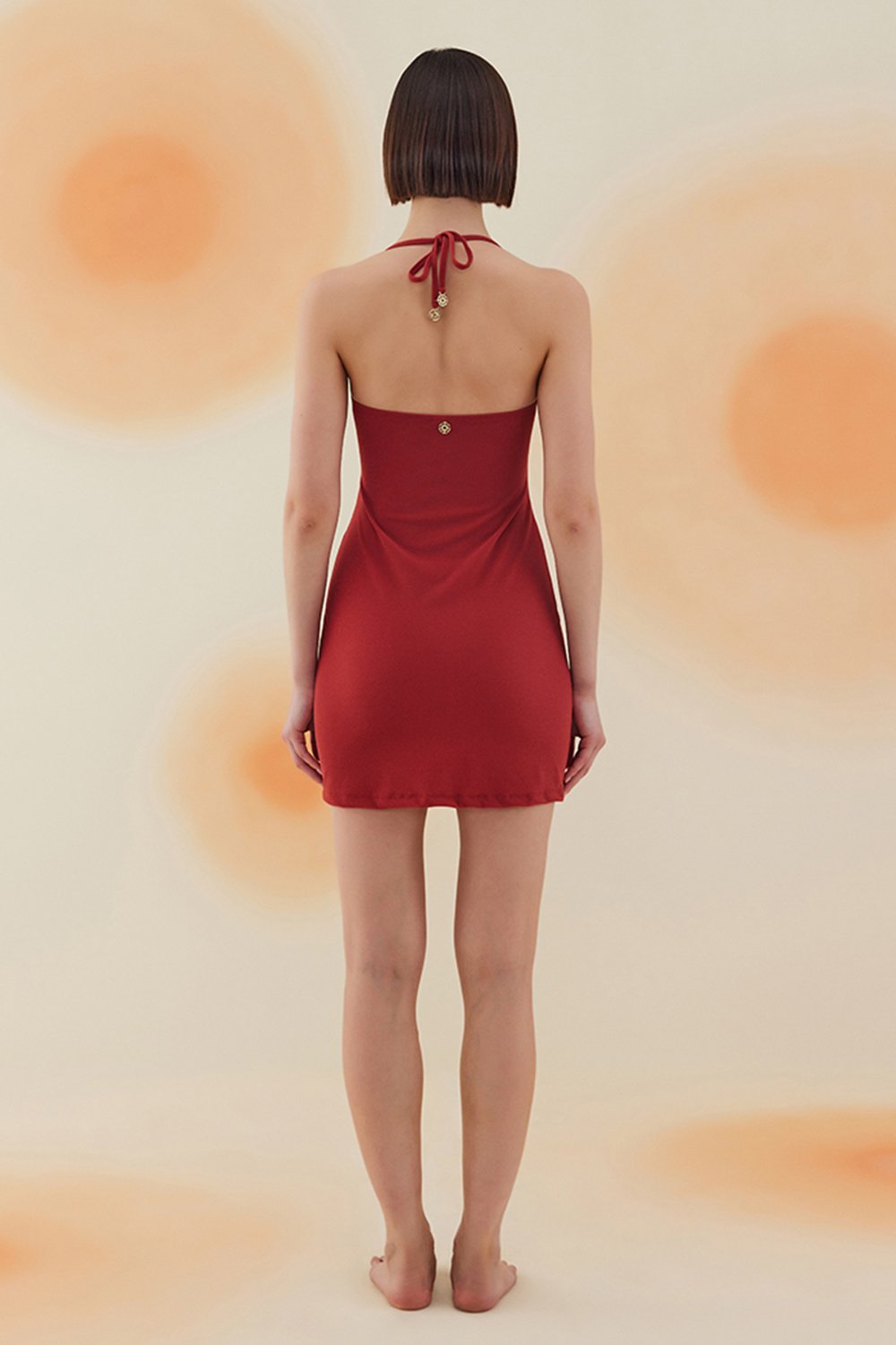 Bonesta-Oasis Burgundy Terry V Yaka Elbise-Elbise-3-Milagron.com