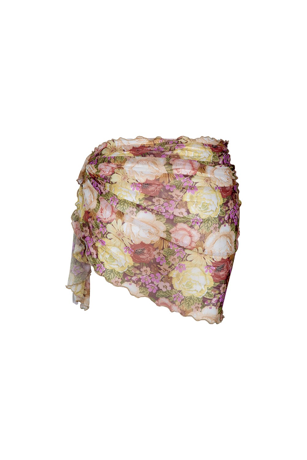 Bonesta-Osiel Renkli Pastel Çiçek Desenli Büzgülü Kısa Pareo Etek-Pareo & Bandana-2-Milagron.com