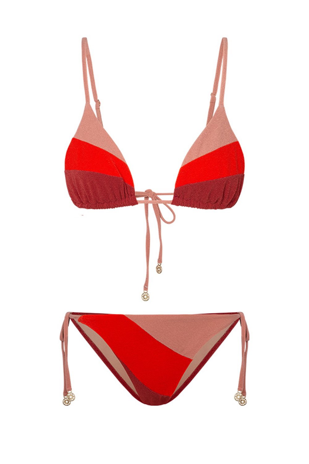 Bonesta-Saguaro Burgundy Terry Üçgen Bikini Takımı-Bikini & Mayo-5-Milagron.com
