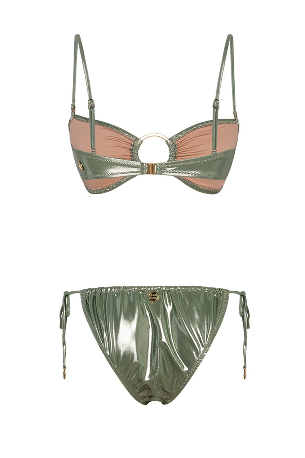 Bonesta-Sechura Shiny Tea Green Halka Aksesuarlı Straplez Bikini Takımı-Bikini & Mayo-5-Milagron.com