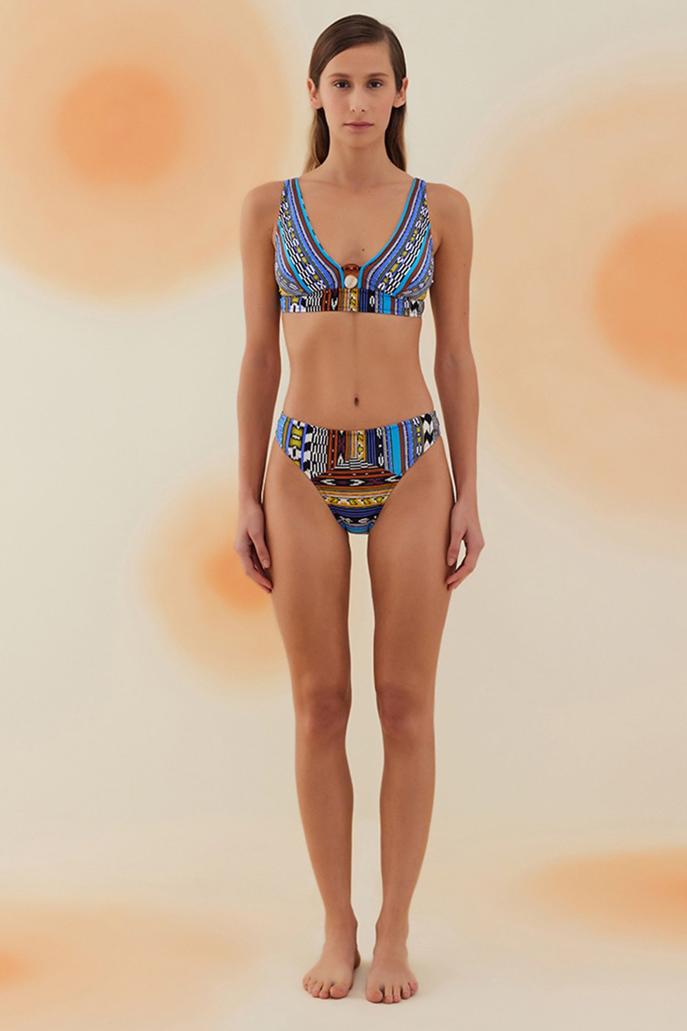 Bonesta-Ubari Navajo Ethnic Pattern Aksesuarlı Toparlayıcı Bikini Takımı-Bikini & Mayo-1-Milagron.com