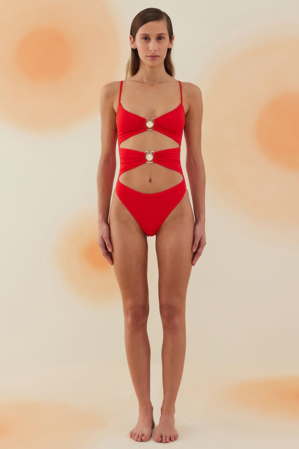Bonesta-Wahiba Scarlet Red Deniz Kabuklu Pencereli Mayo-Bikini & Mayo-1-Milagron.com