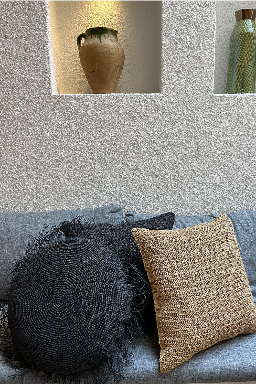 Bonhou-Bohem El Yapımı Kare Jüt Bej Kırlent-Kırlent-1-Milagron.com