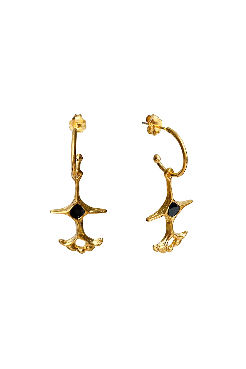 Brambuta-Ankh Siyah Mineli Gold Küpe-Küpe-2-Milagron.com