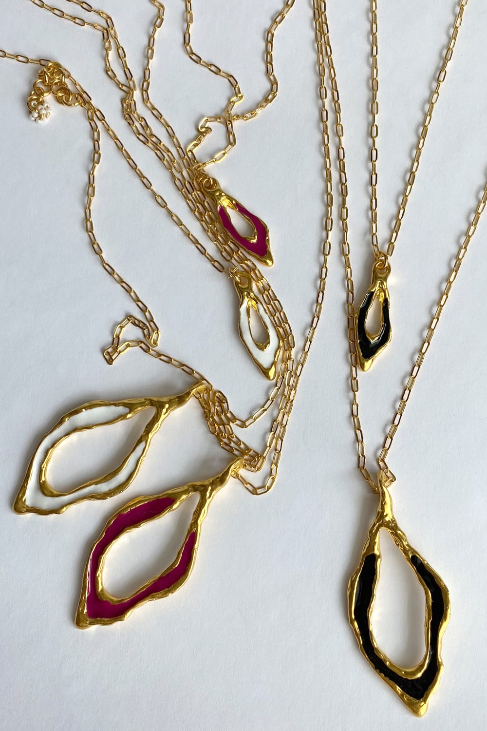 Brambuta-Enki Fuşya Mineli Gold Large Kolye-Kolye-3-Milagron.com