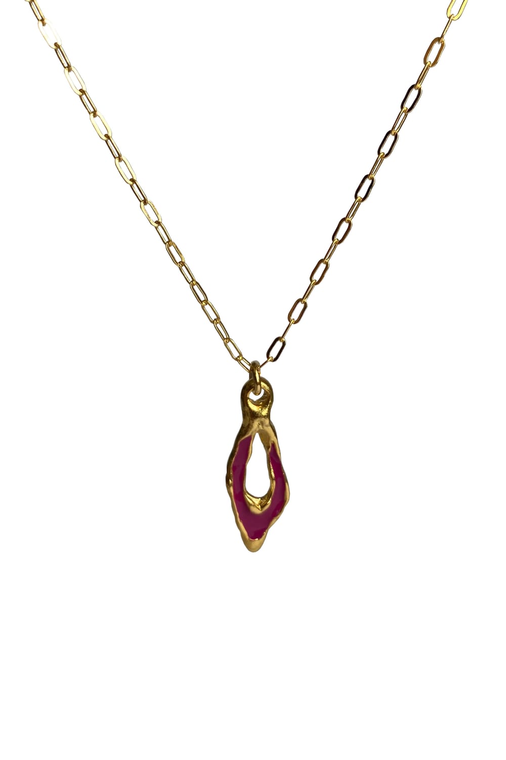 Brambuta-Enki Fuşya Mineli Gold Small Kolye-Kolye-1-Milagron.com