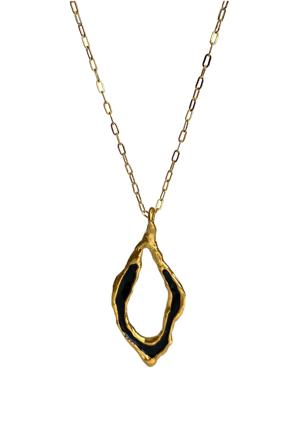 Brambuta-Enki Siyah Mineli Gold Large Kolye-Kolye-1-Milagron.com