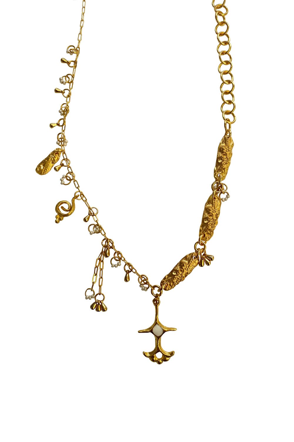 Brambuta-Enuma Kolye Gold Beyaz-Kolye-1-Milagron.com