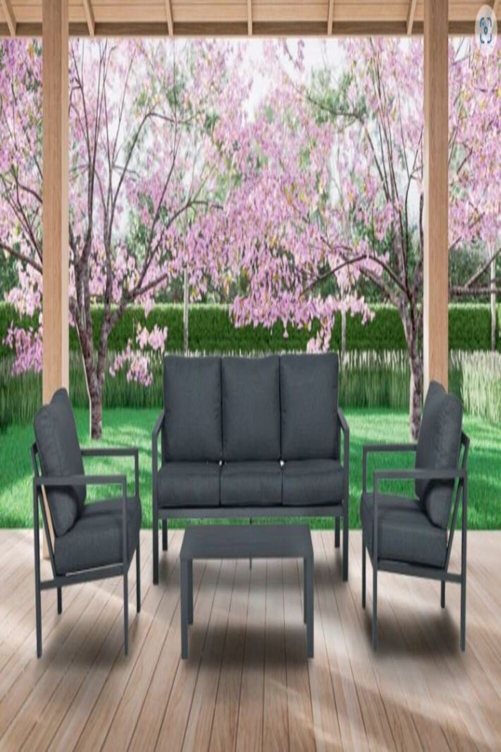 By Kalkan-Jardi̇n'e Premium Metal Bahçe Oturma Takimi-Bahçe Mobilyası-7-Milagron.com