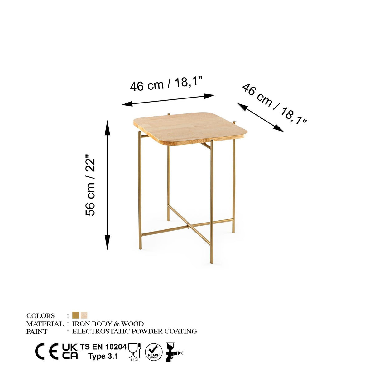 Shb-005-A Dekoratif Ahşap Metal Sehpa
