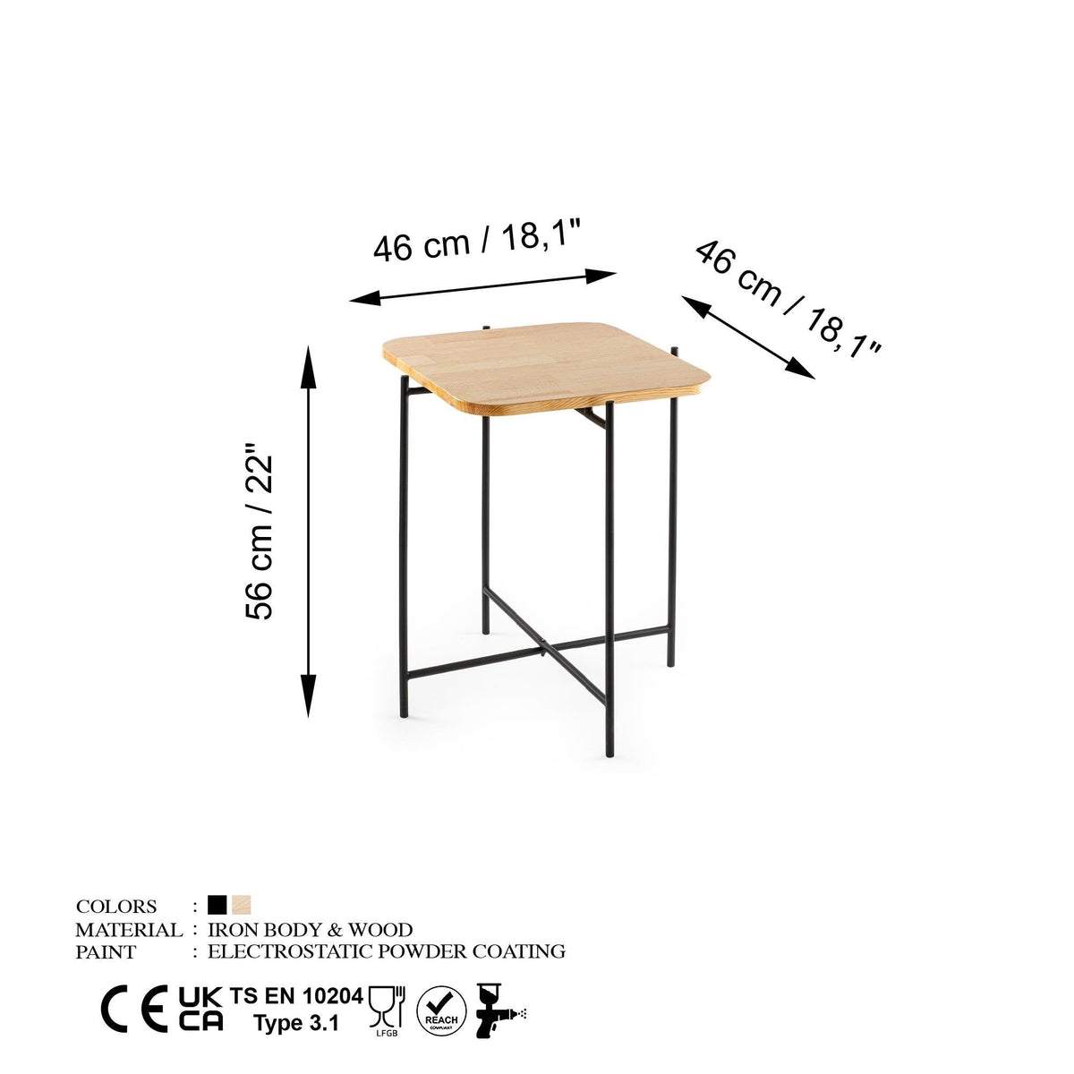 Shb-005 Dekoratif Ahşap Metal Sehpa