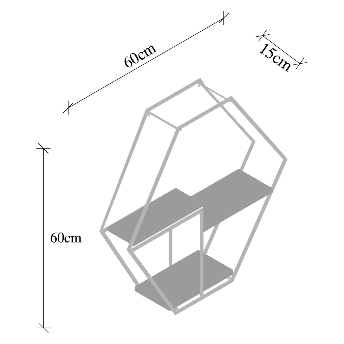 Cm-004-Srk Dekoratif Ahşap Metal Duvar Rafı
