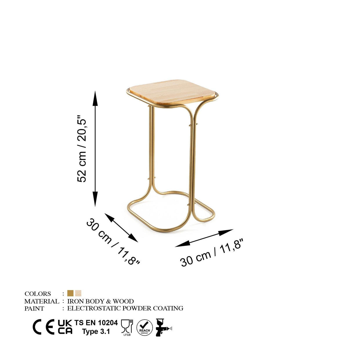 Shb-001-C Dekoratif Ahşap Metal Sehpa