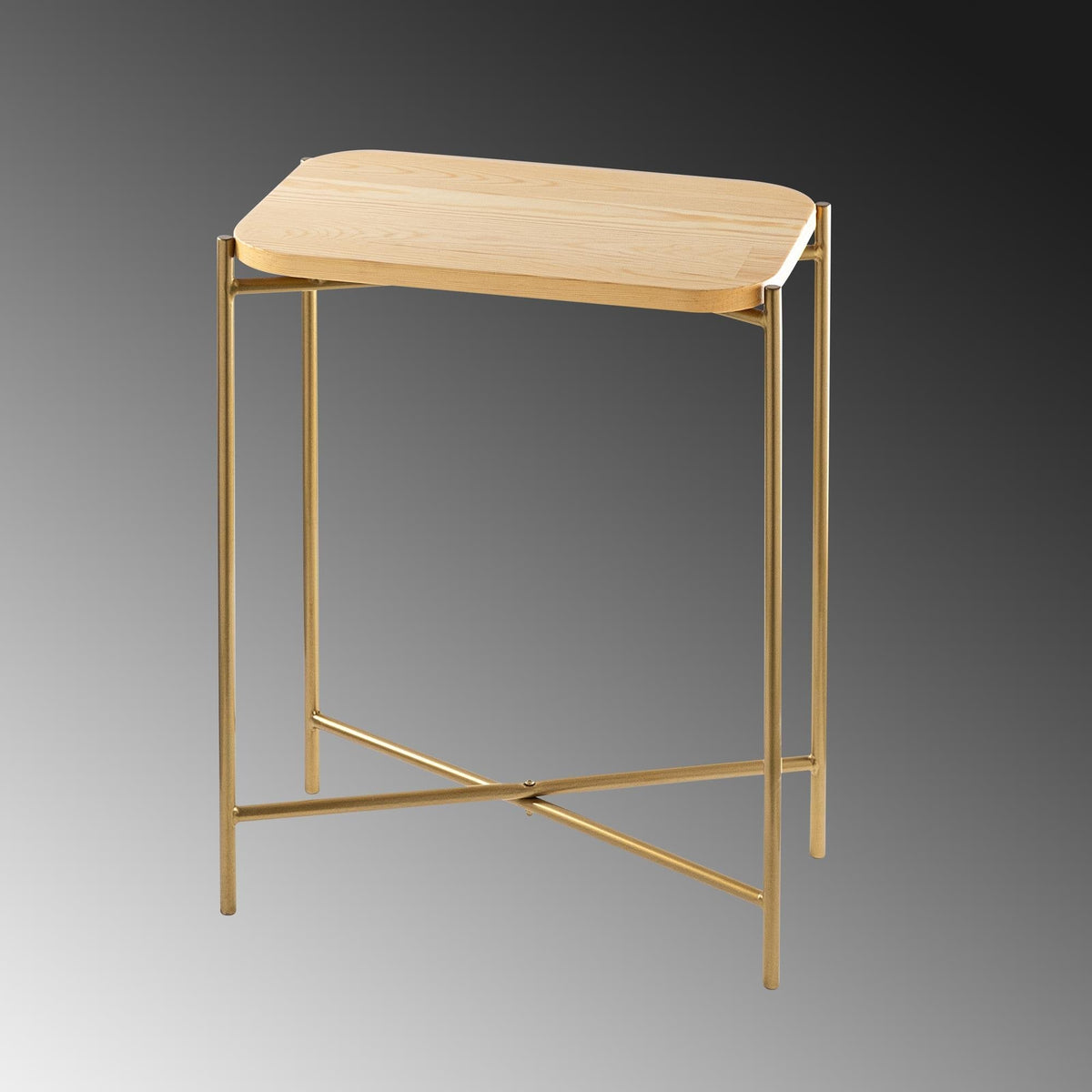 Shb-003-A Dekoratif Ahşap Metal Sehpa