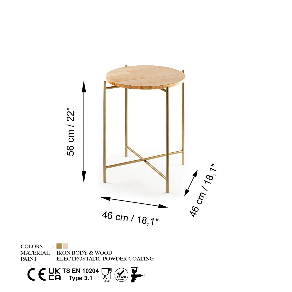 Shb-004-A Dekoratif Ahşap Metal Sehpa