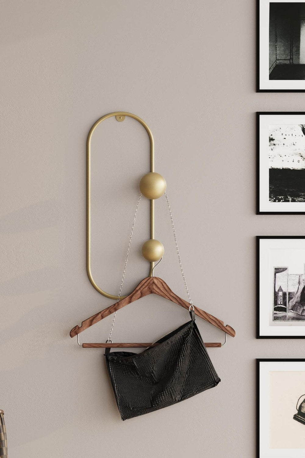 Dekoratif Metal Askılık, Parlak Gold - 17x7x41 Cm - 0