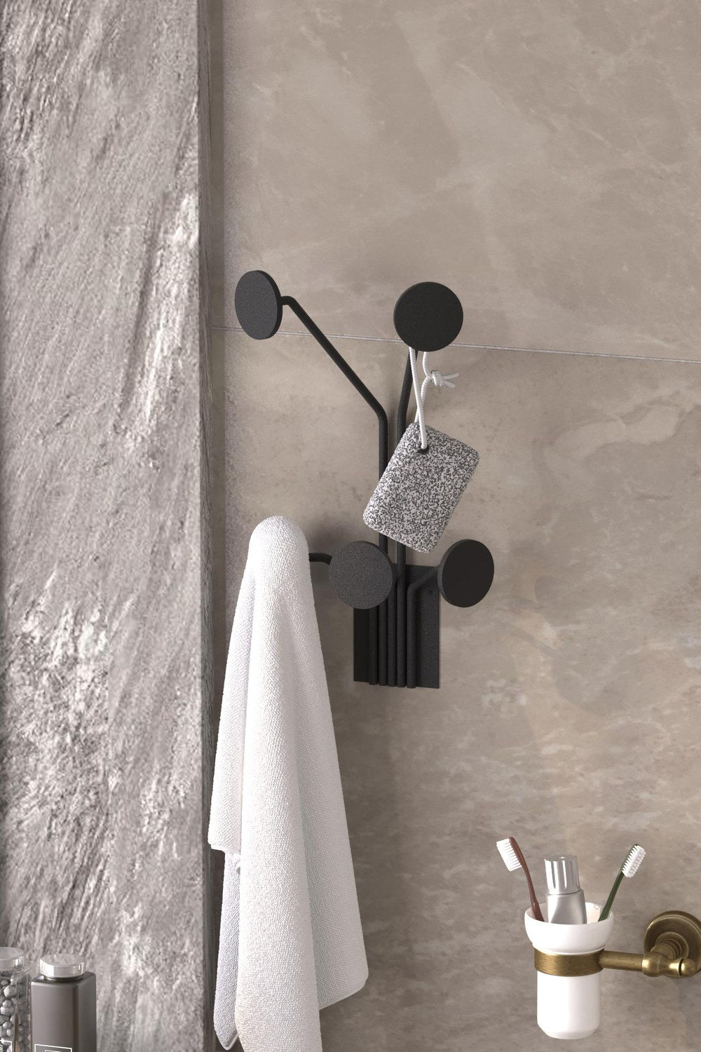 Dekoratif Metal Askılık, Siyah - 24x16x40 Cm - 0