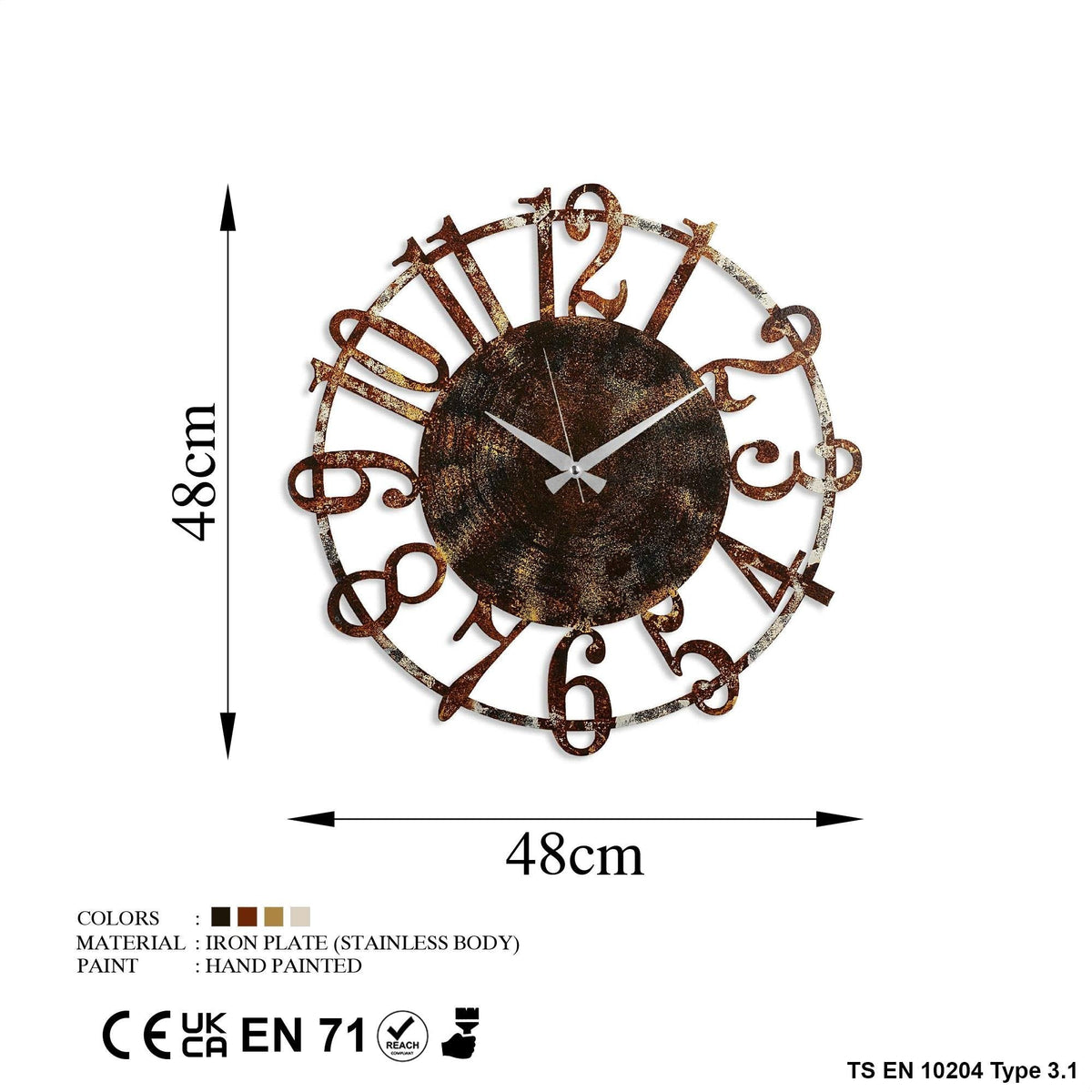 Bys-128-B Dekoratif Metal Duvar Saati