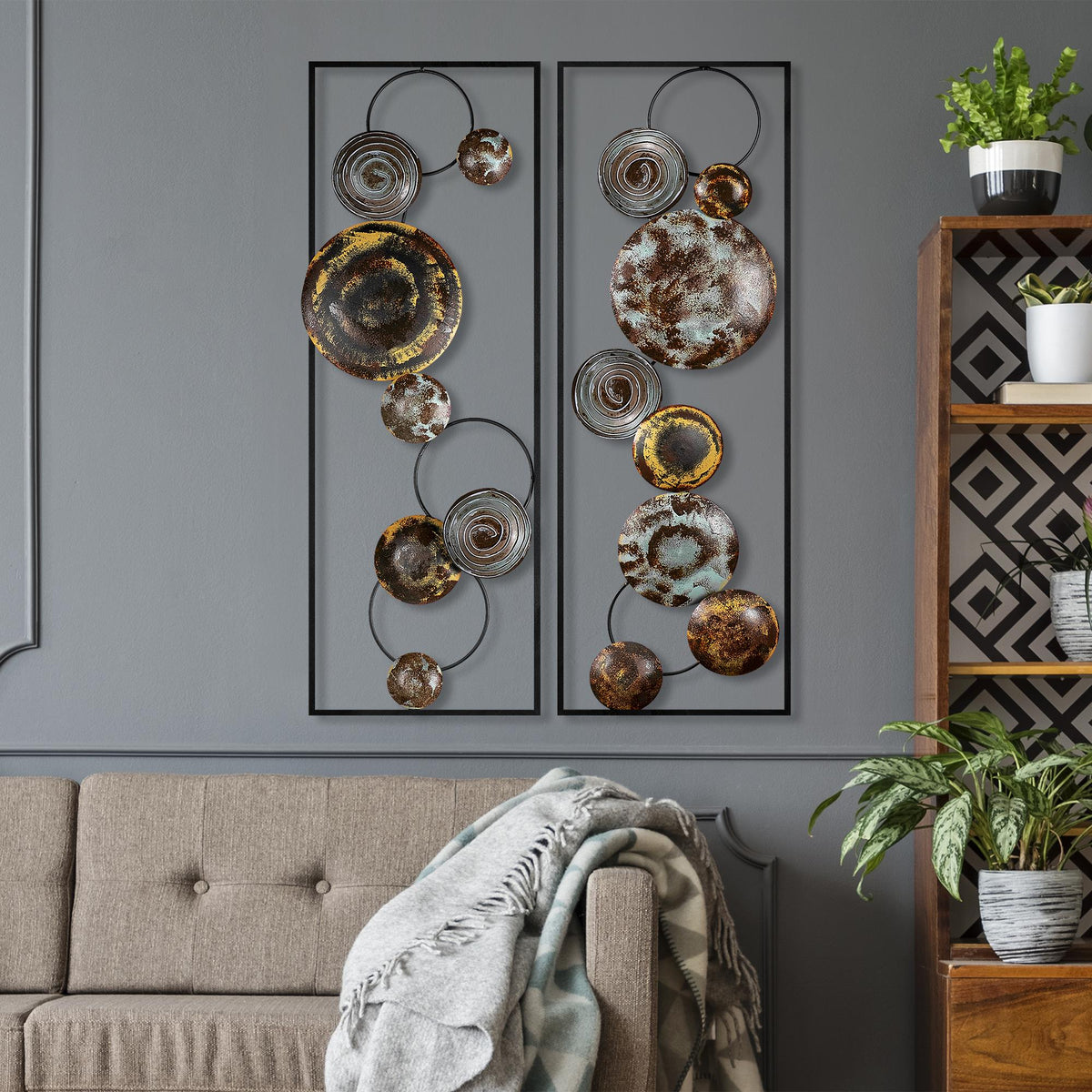 Bys-124-A Dekoratif 2'Li Metal Duvar Tablosu