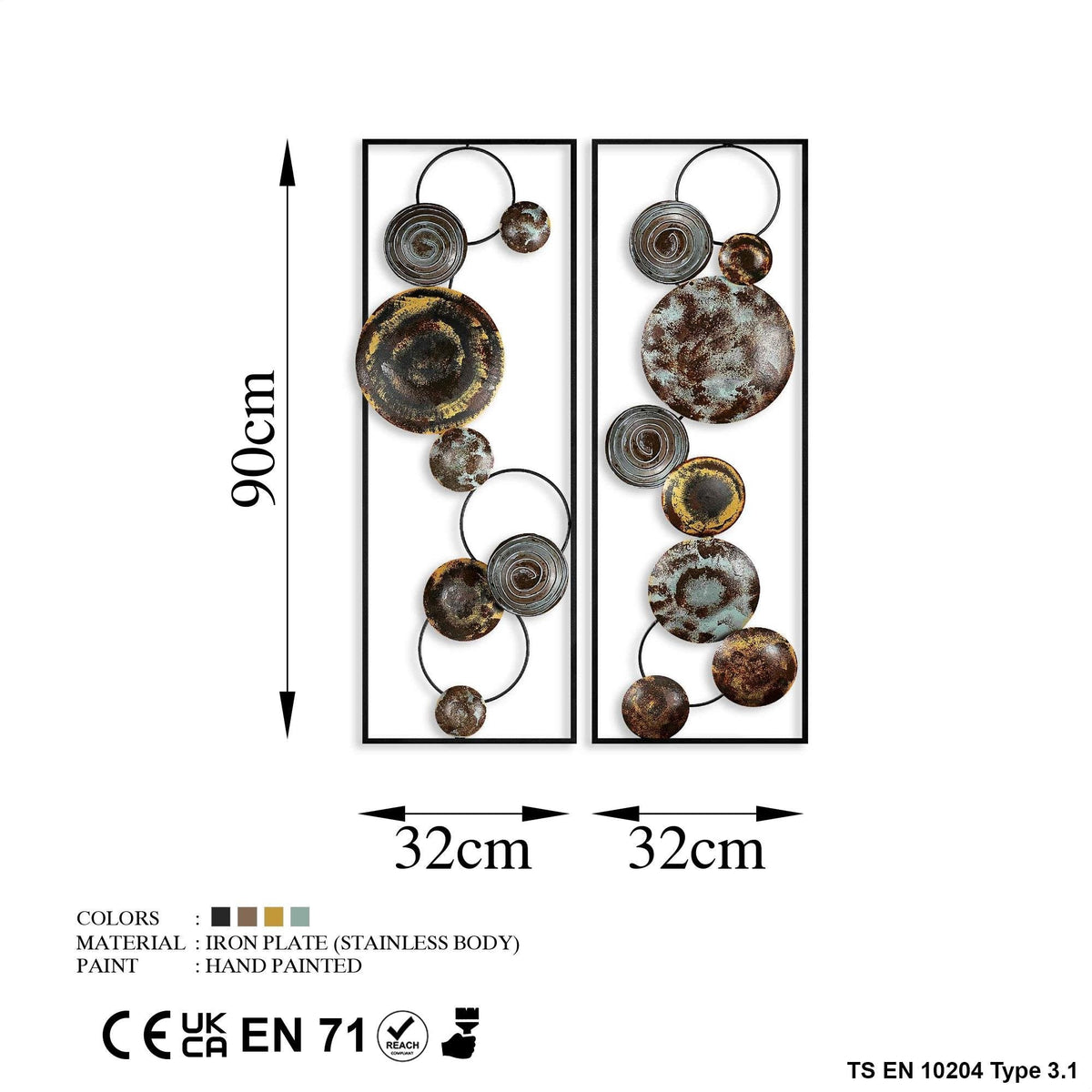 Bys-124-A Dekoratif 2'Li Metal Duvar Tablosu